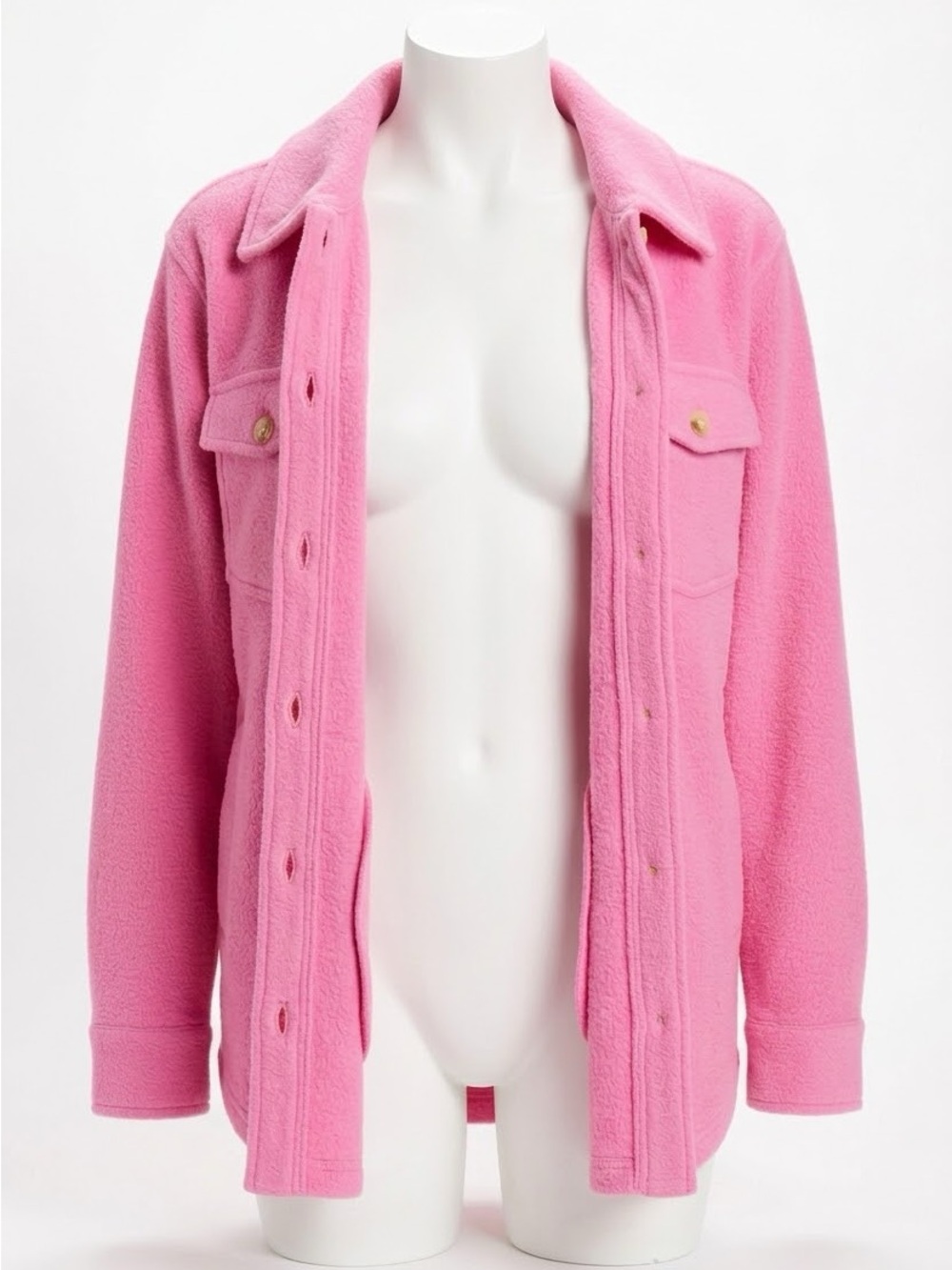 Thread & Supply Bright Hot Pink Teddy Shacket with Chest Pockets Size Small